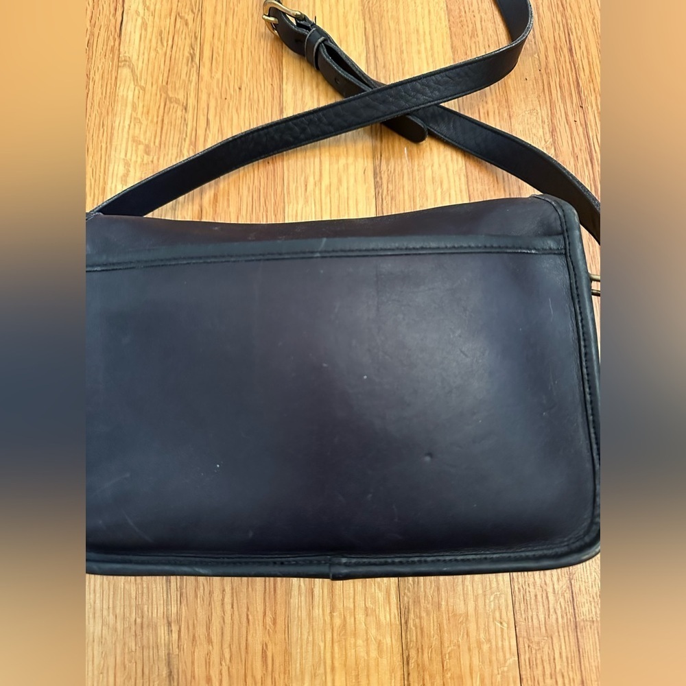 Vintage Coach Compartment Crossbody Bag Black Leather - Picture 6 of 16